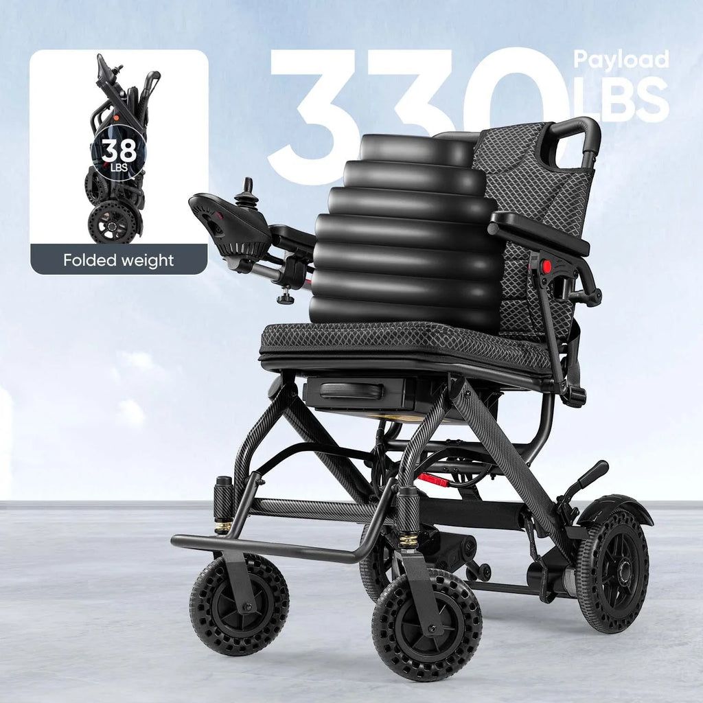 Lightweight Foldable Electric Wheelchair, 16 Miles Travel Range, Airline Approved