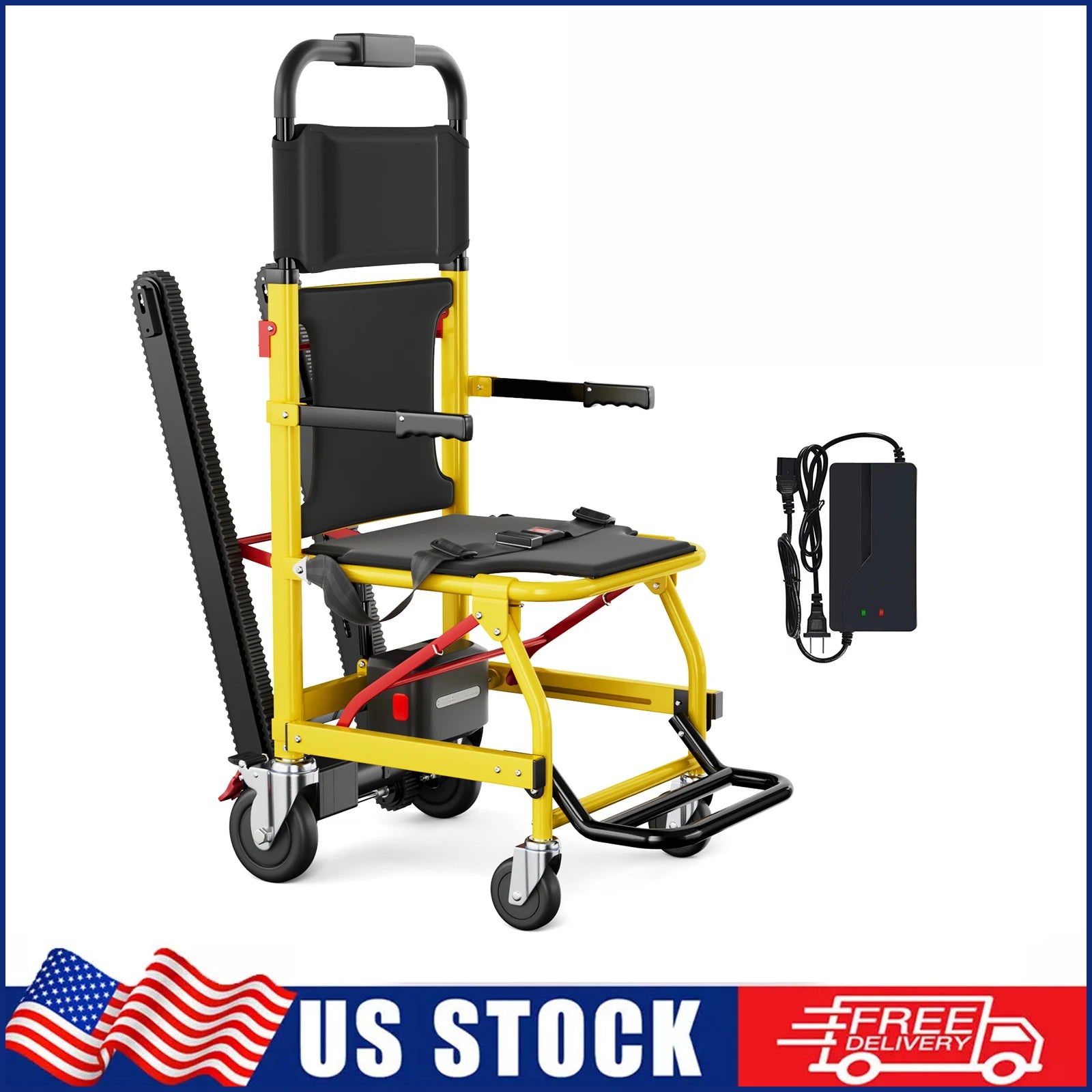 Foldable Electric Stair Climbing Wheelchair. Battery Operated. Max 440 lbs. Load 120W