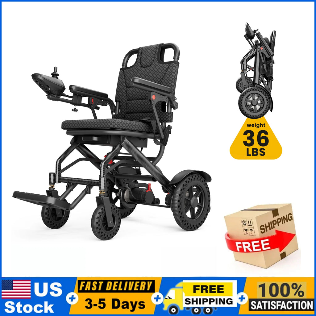 Foldable Lightweight Electric Wheelchair for Adults, Uses Lithium Battery, All-Terrain