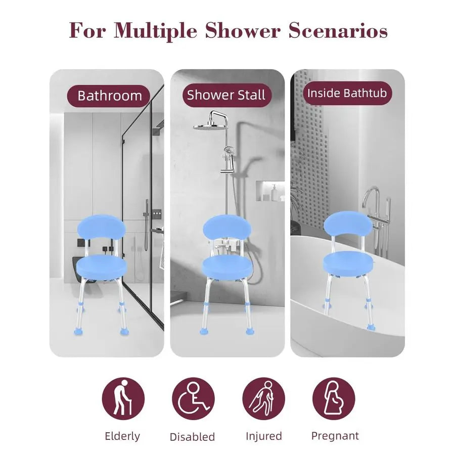 Rotating  Shower Chair With Backrest