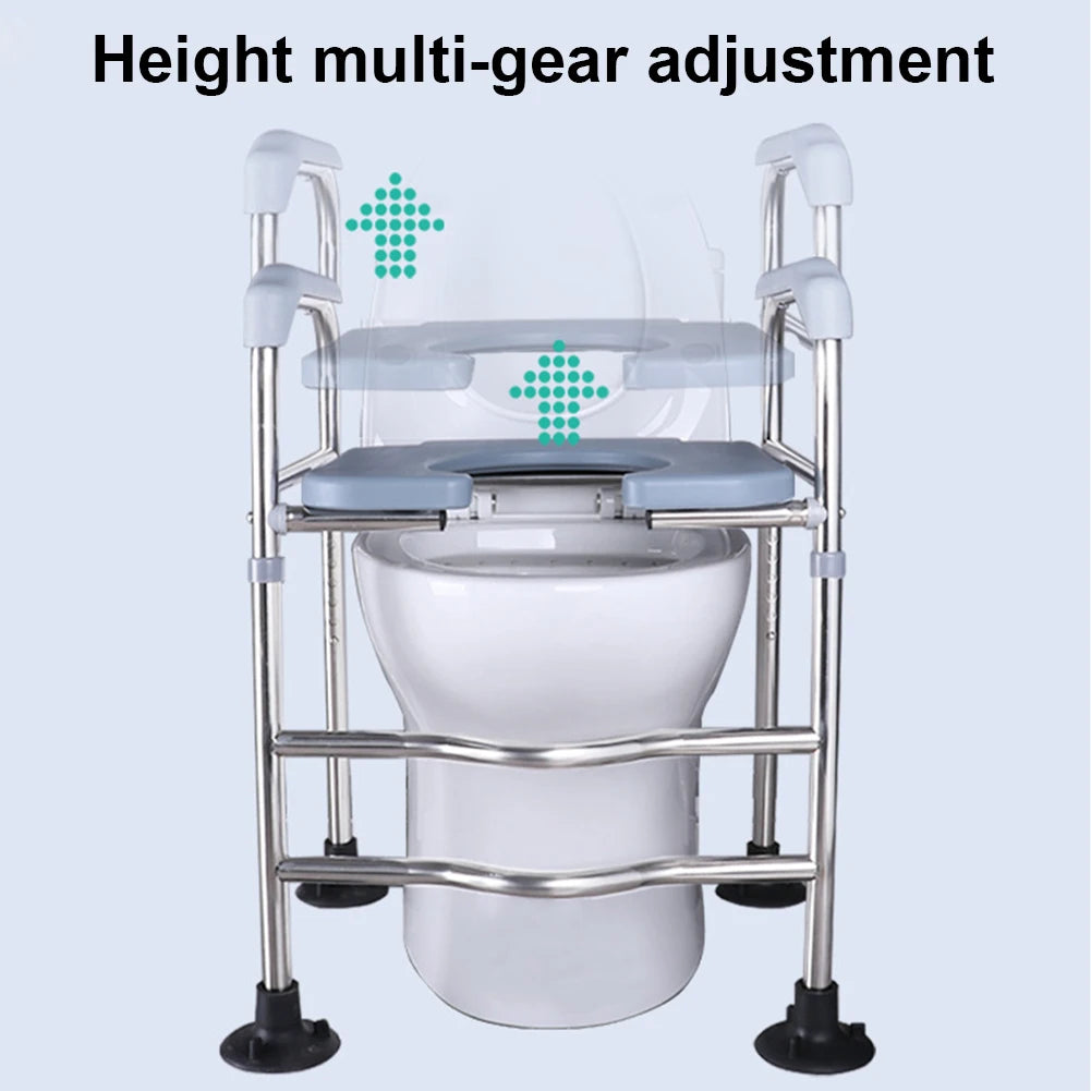 Adjustable Raised Toilet Seat With Armrests