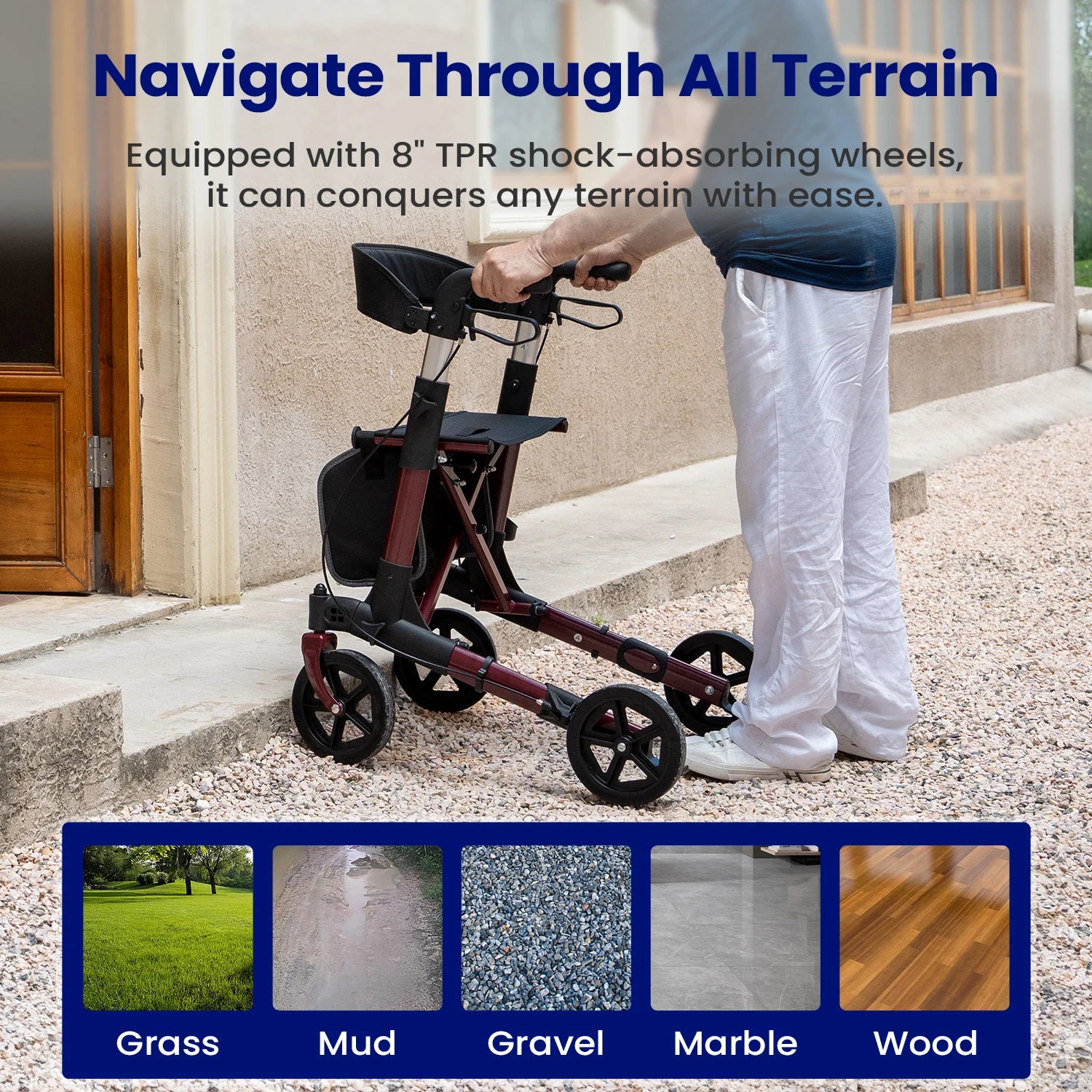 Foldable Rollator Walker With Seat,