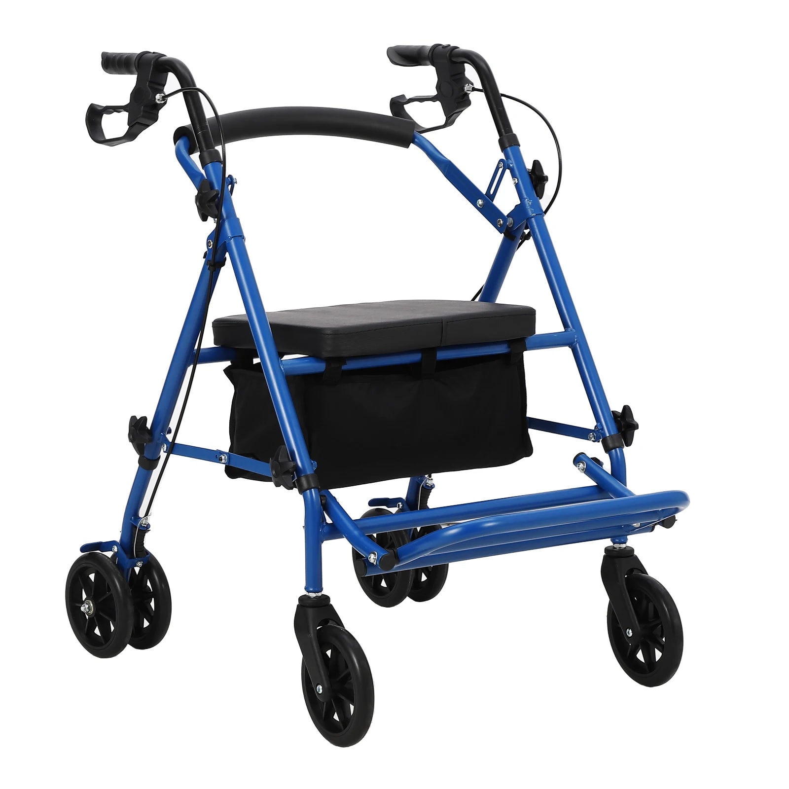 All Terrain Foldable Walker with Seat and Backrest. Adjustable Height