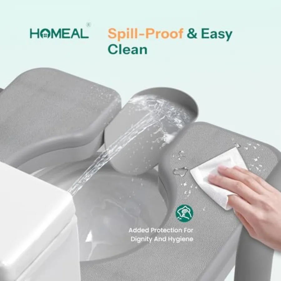 Adjustable, Heavy Duty Raised Toilet Seat Riser with Handles.