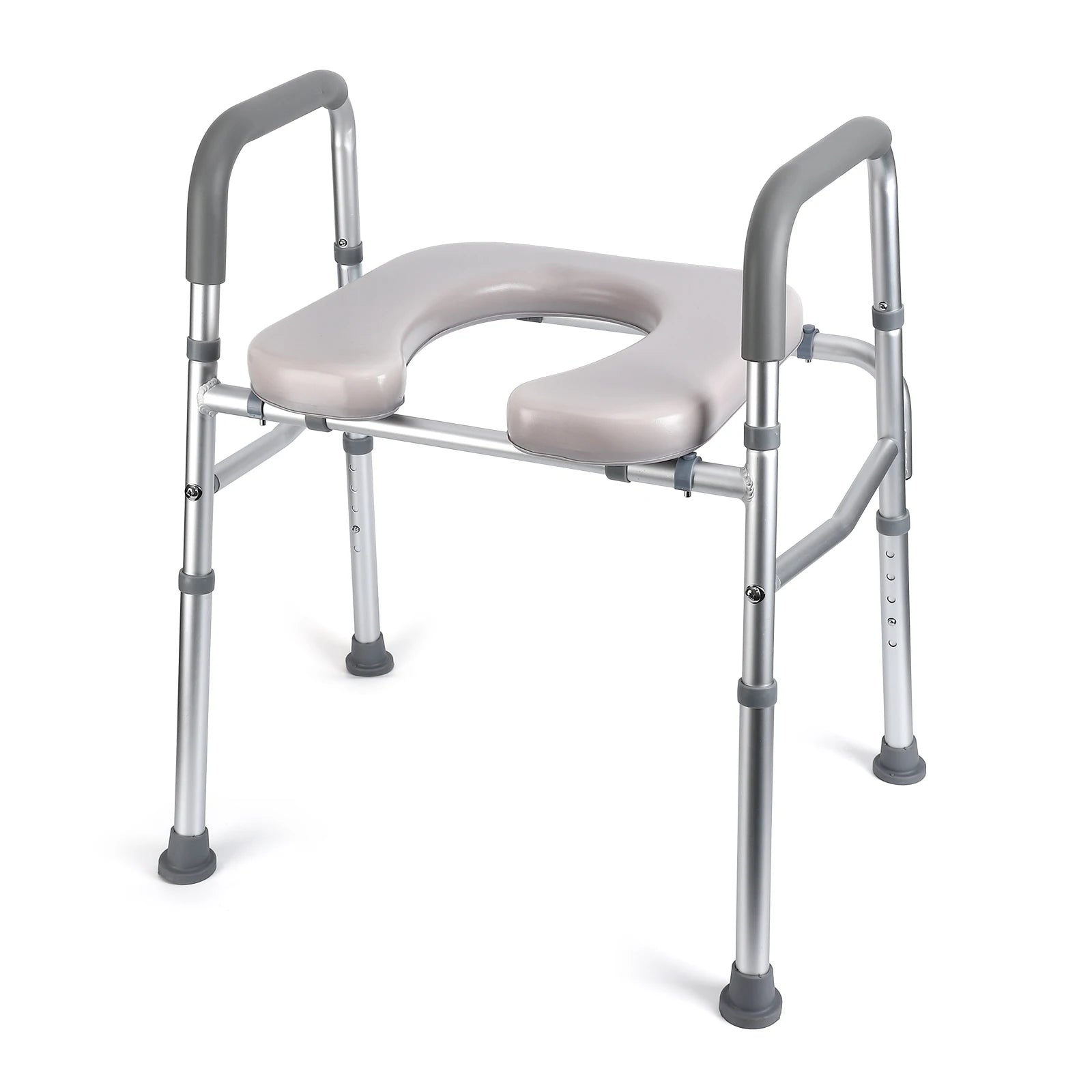 Raised Toilet Seat. Adjustable Height, Padded Seat