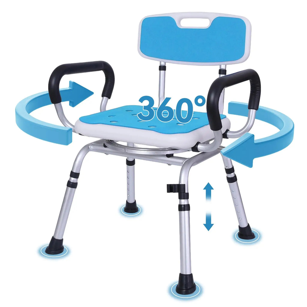 Heavy Duty Rotating Shower Chair With Adjustable Height,