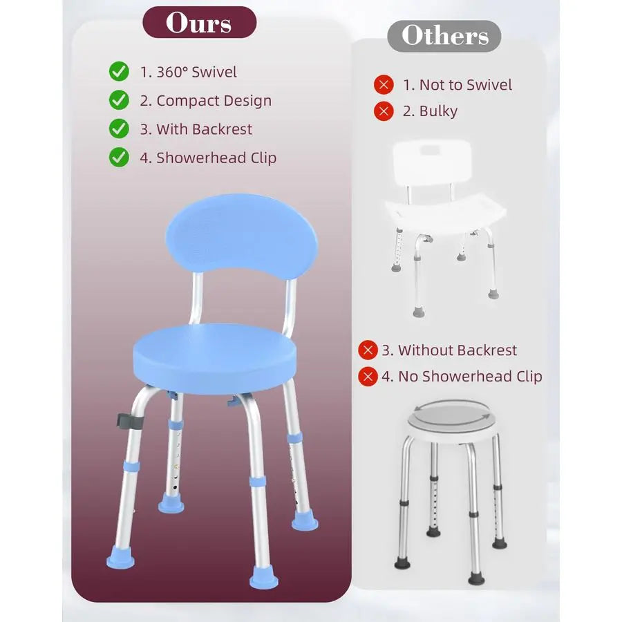 Rotating  Shower Chair With Backrest