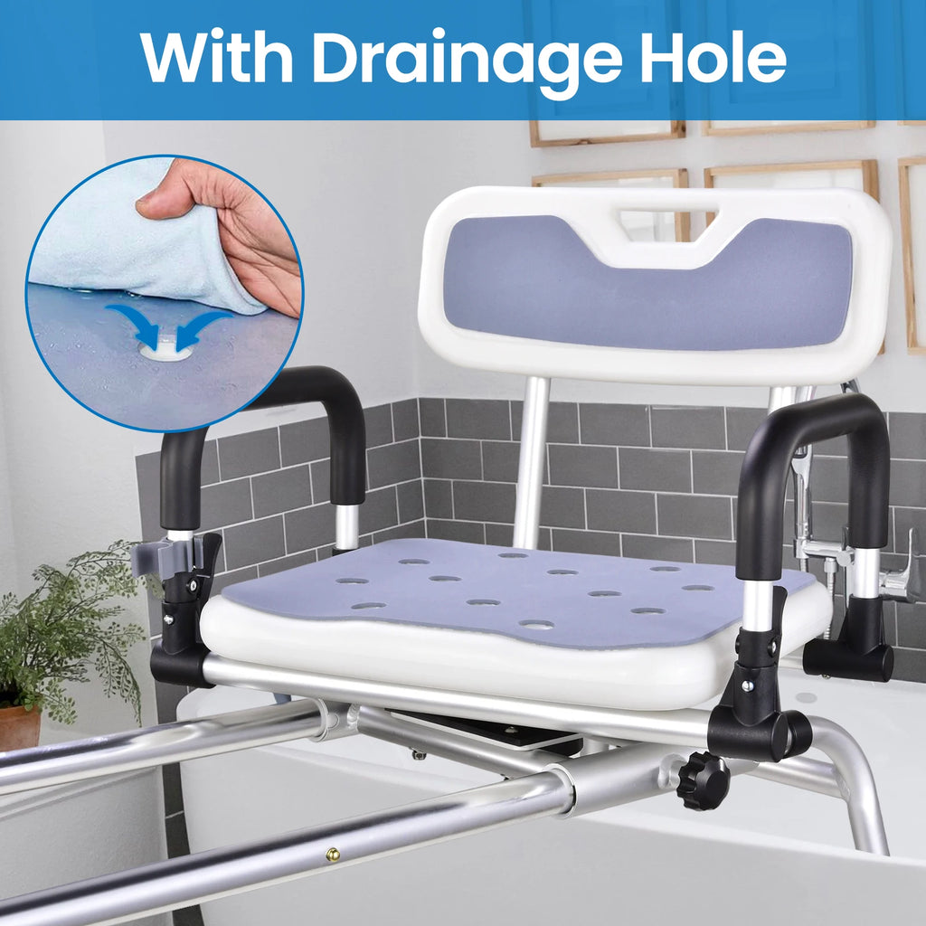 Adjustable Sliding Shower/Tub Chair with Backrest