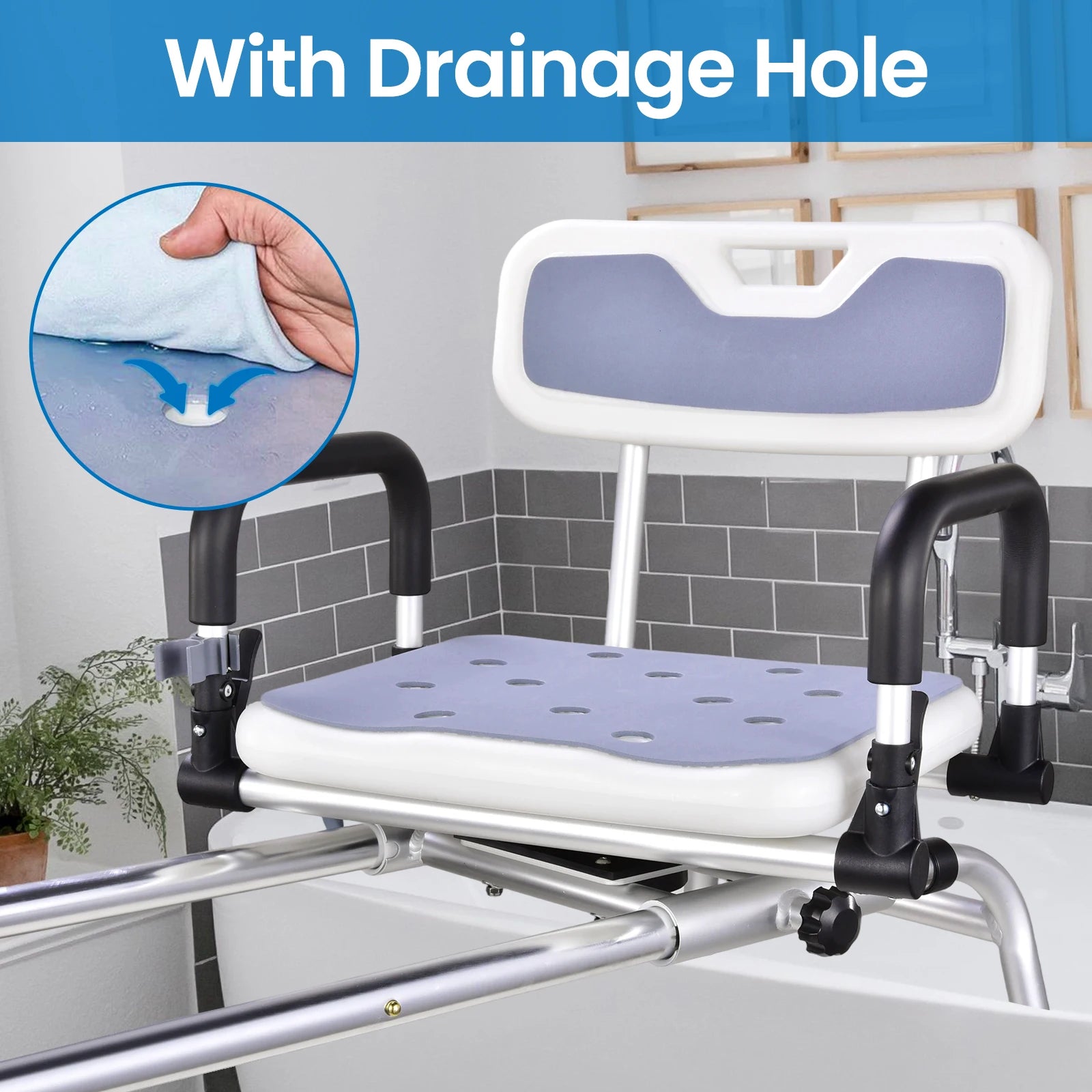 Adjustable Sliding Shower/Tub Chair with Backrest