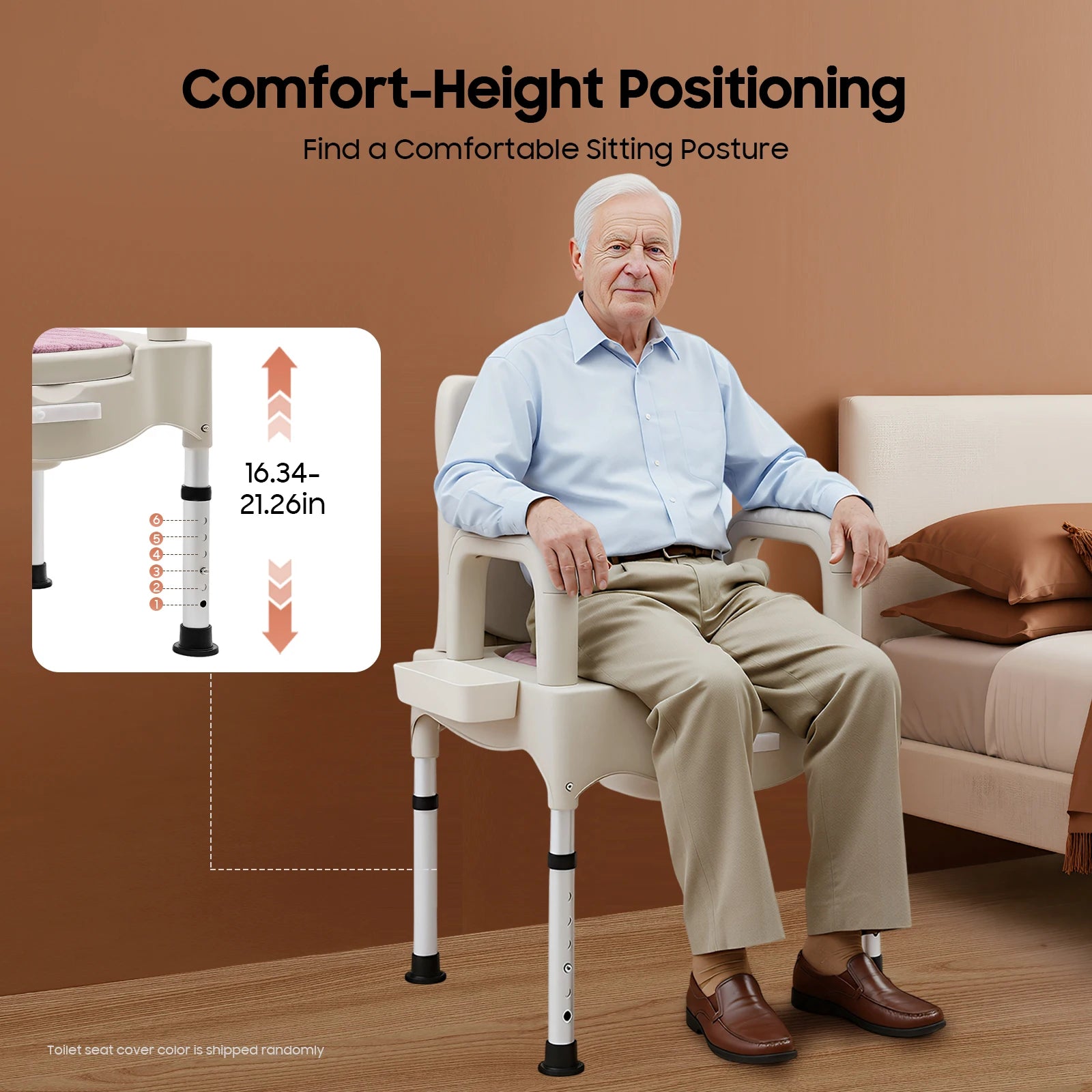 Adjustable Toilet Chair With Arms/Night Light Heavy Duty