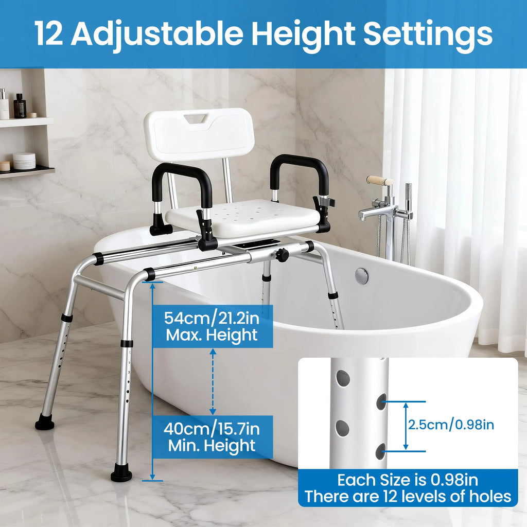 Adjustable Sliding Shower/Tub Chair with Backrest
