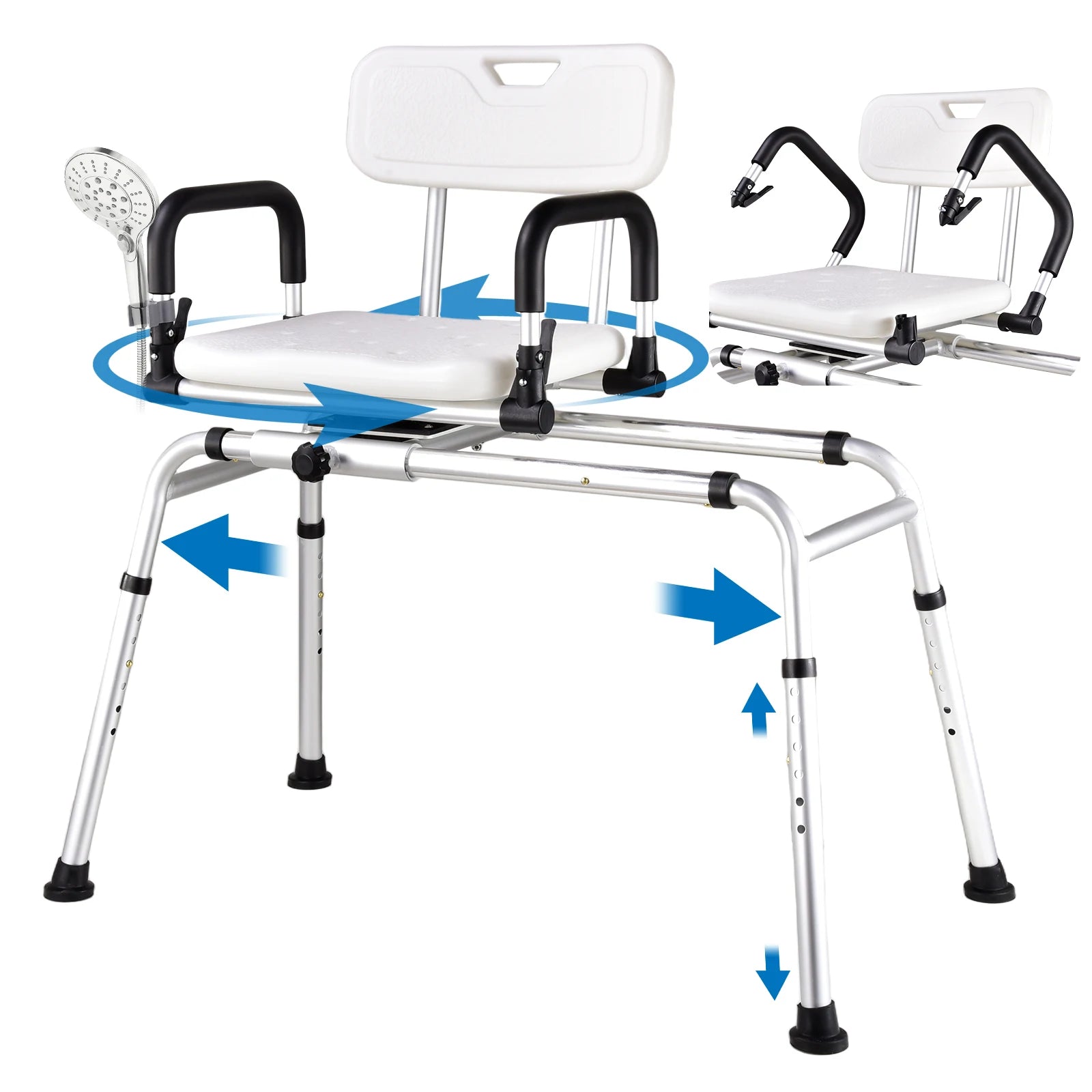 Adjustable Sliding Shower/Tub Chair with Backrest