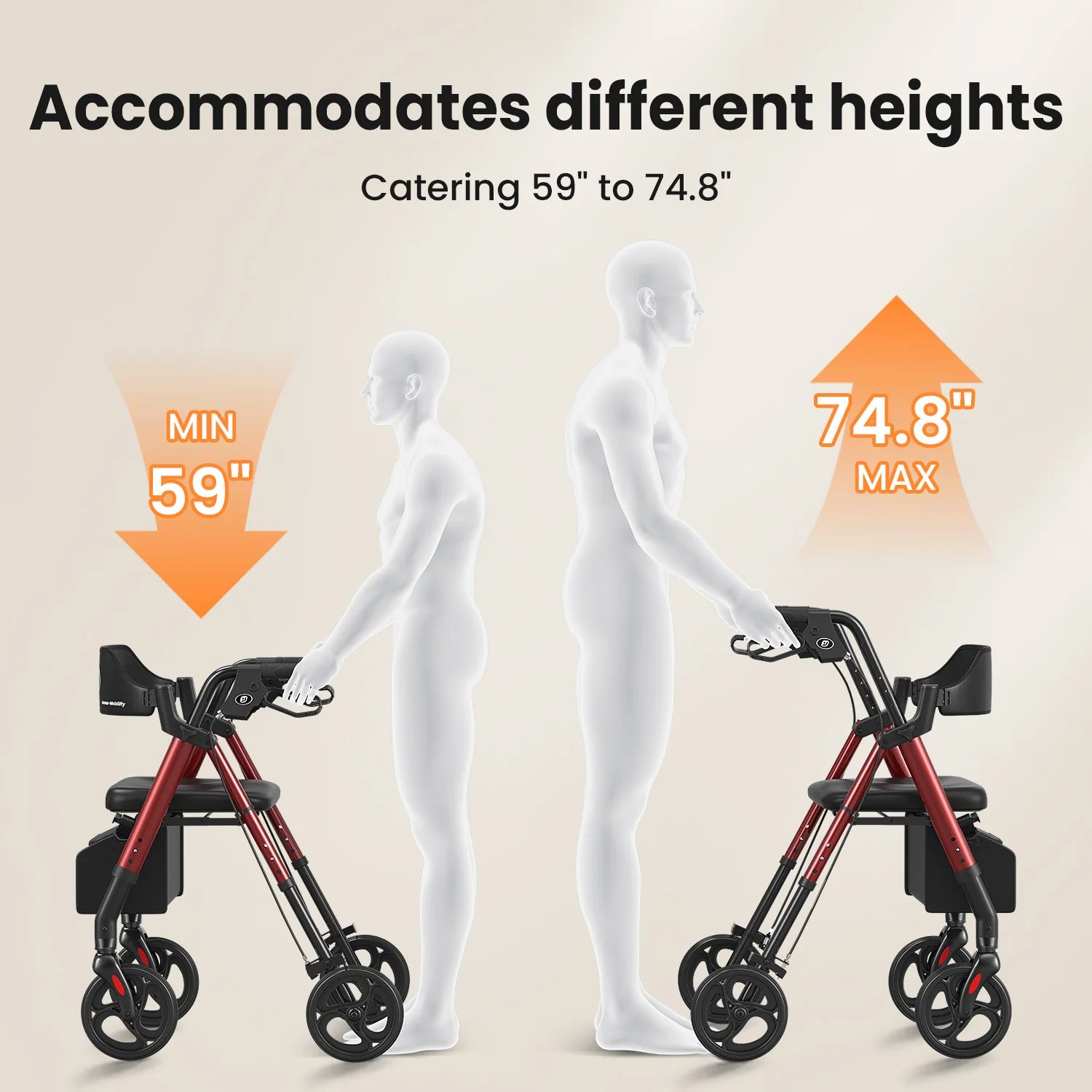 Foldable Rollator Walkers With Seat,