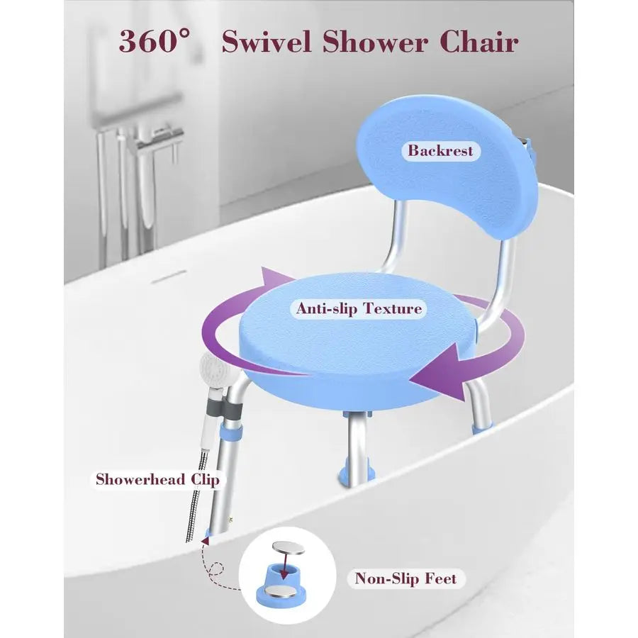 Rotating  Shower Chair With Backrest