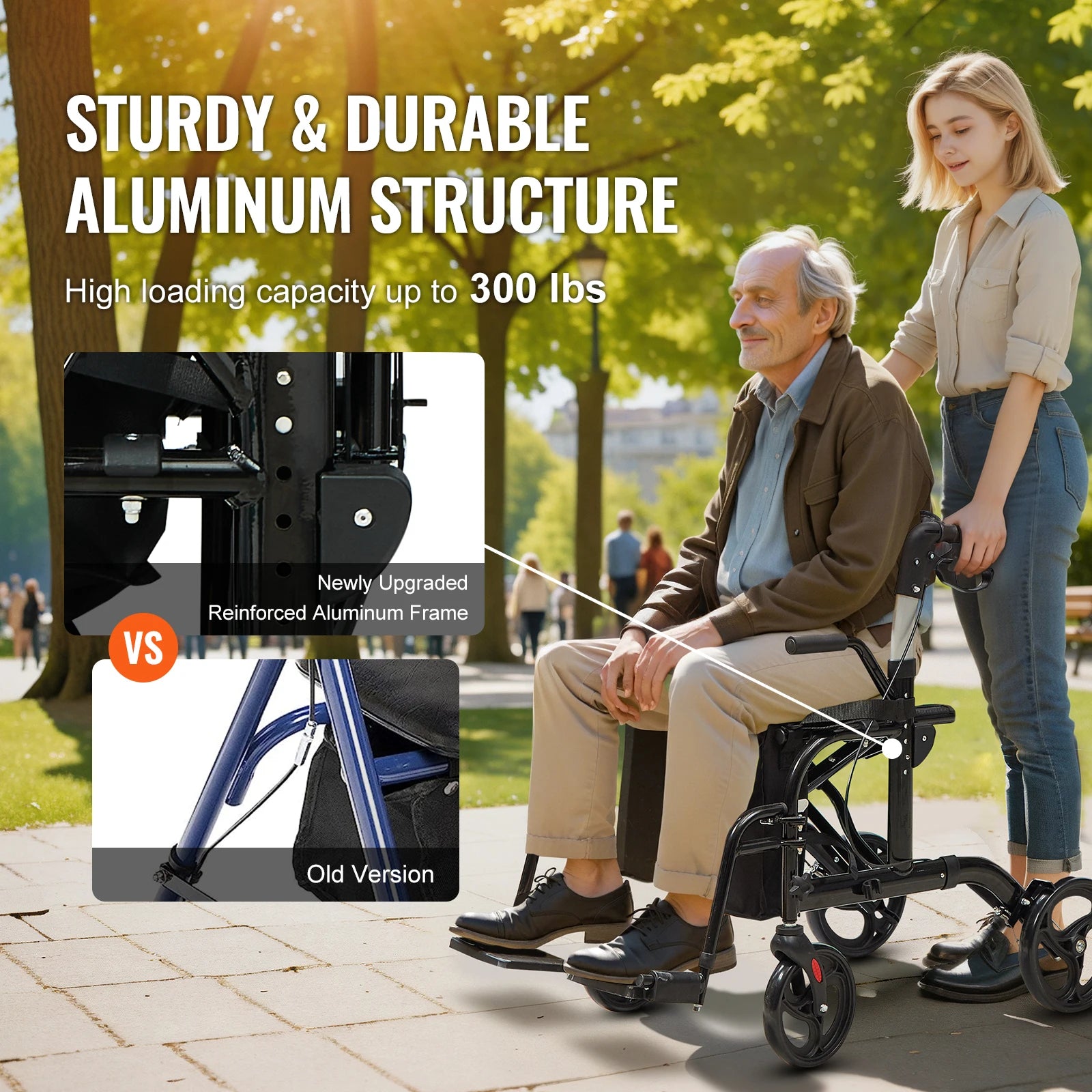 2 in 1 Folding Rollator Walker & Transport Chair.