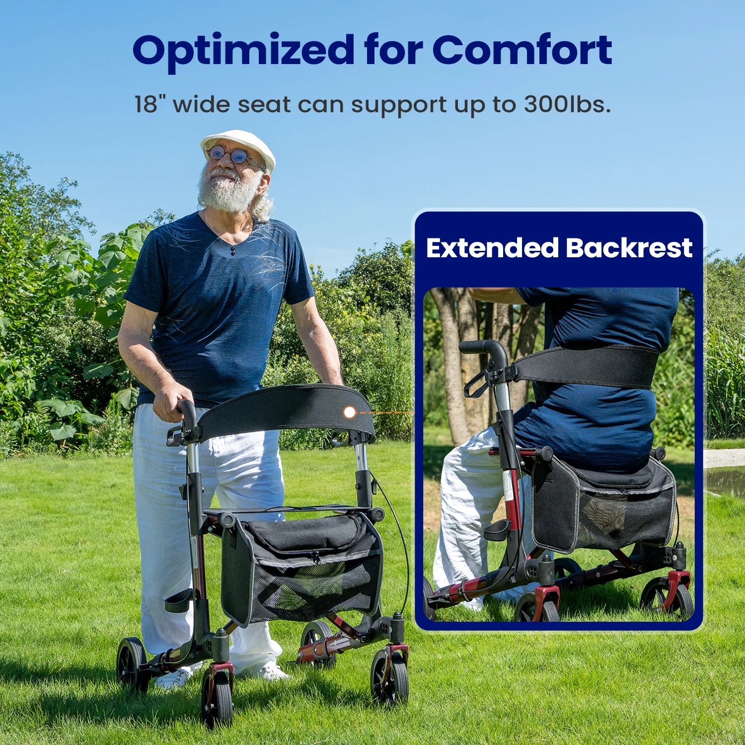 Foldable Rollator Walker With Seat,