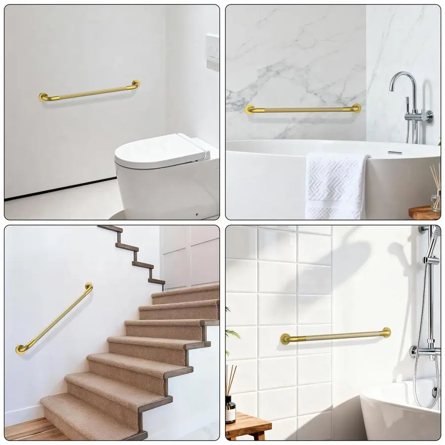 Brushed Gold Textured Bathroom Grab Bar