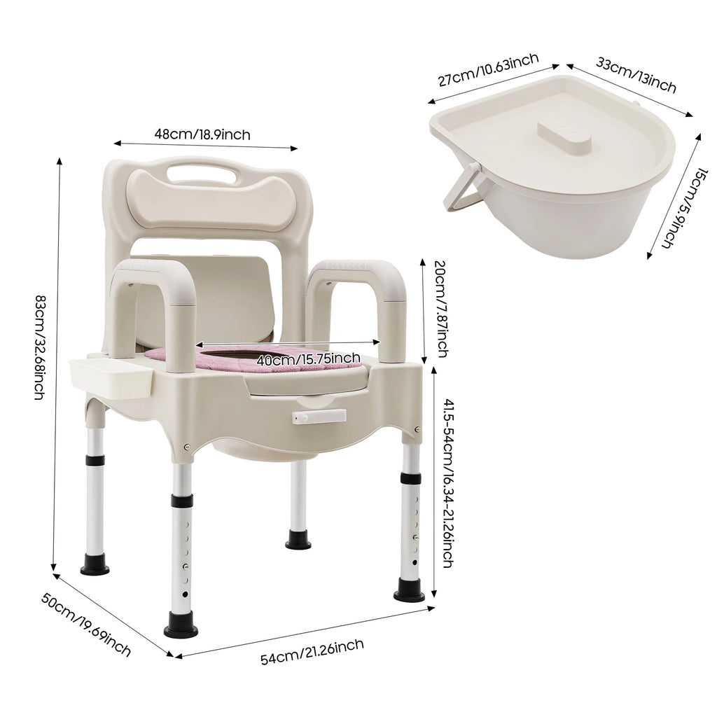 Adjustable Toilet Chair With Arms/Night Light Heavy Duty