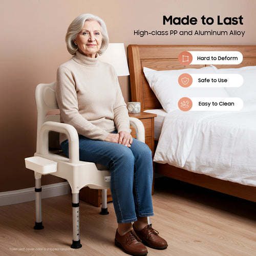 Adjustable Toilet Chair With Arms/Night Light Heavy Duty