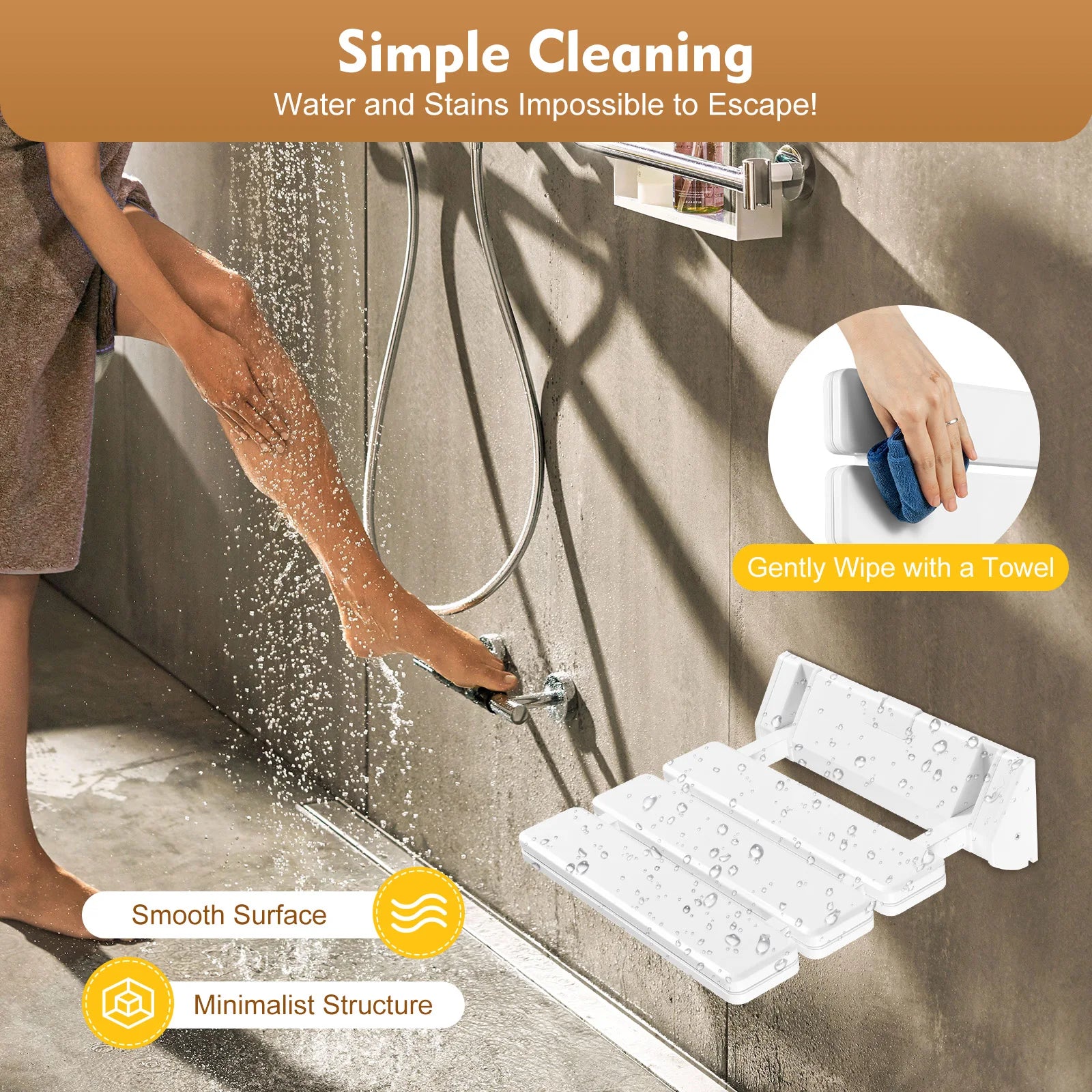 Wall Mounted Folding Shower Seat.