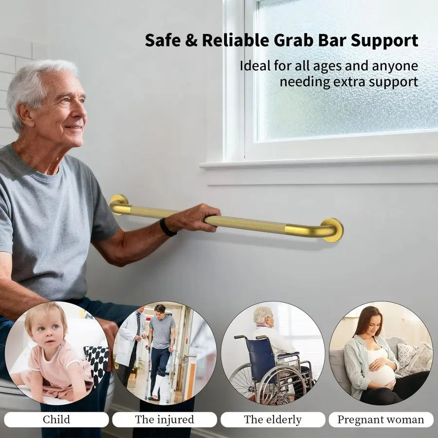 Brushed Gold Textured Bathroom Grab Bar
