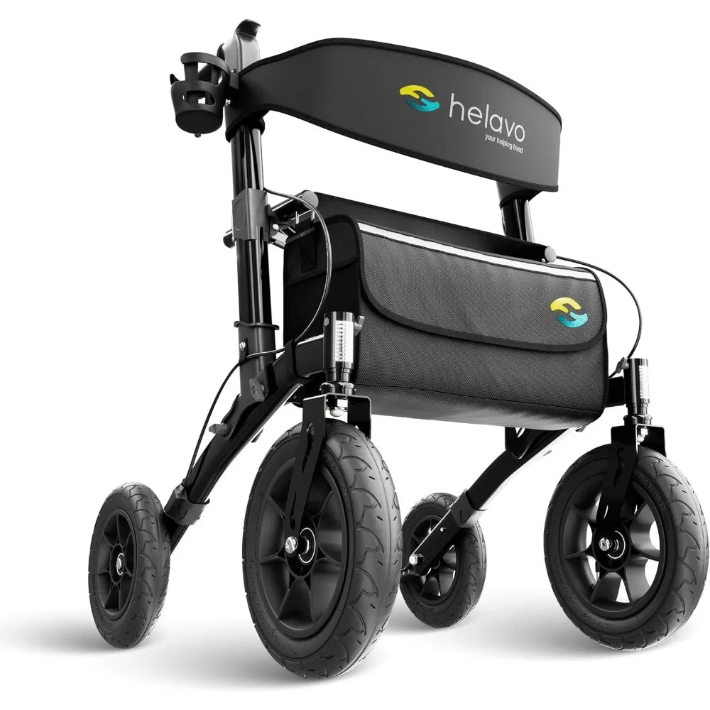 All Terrain Foldable Walker/Rollator with Seat. Pneumatic Tires.