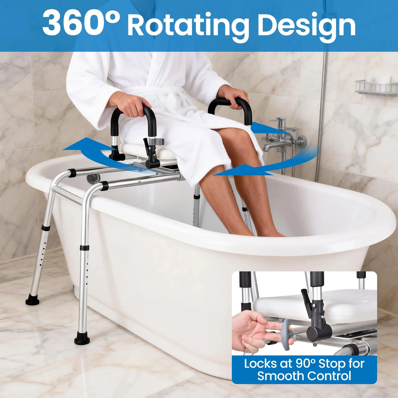Adjustable Sliding Shower/Tub Chair with Backrest