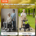2 in 1 Folding Rollator Walker & Transport Chair.