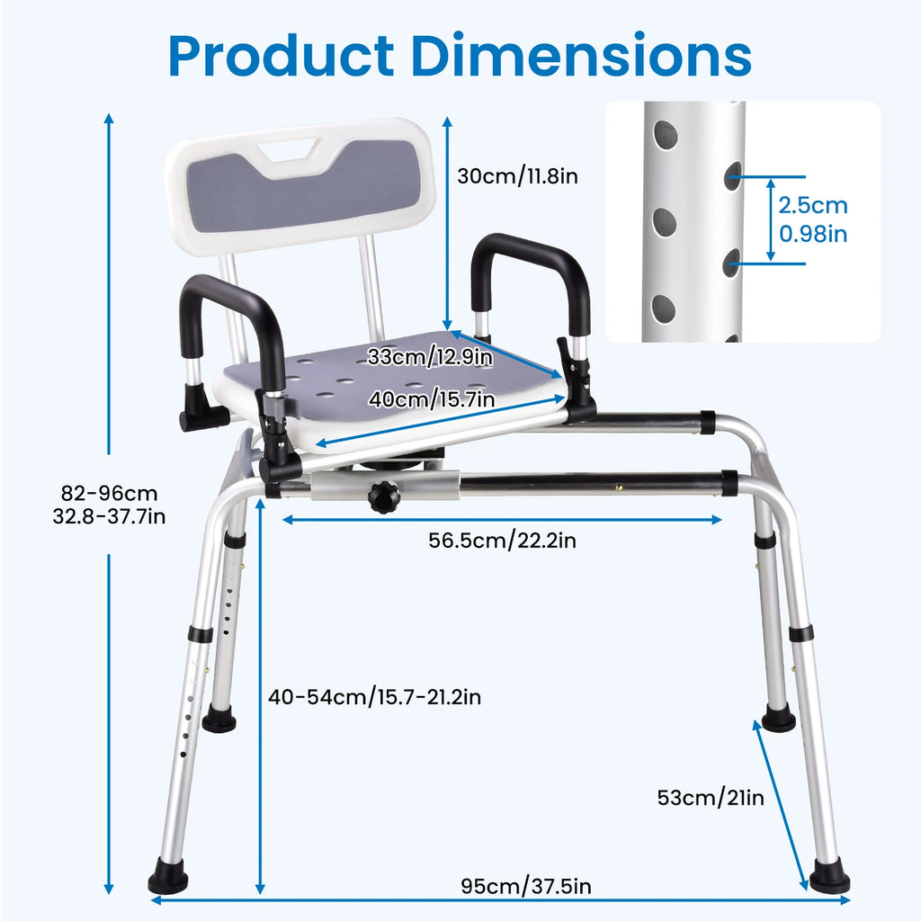 Adjustable Sliding Shower/Tub Chair with Backrest