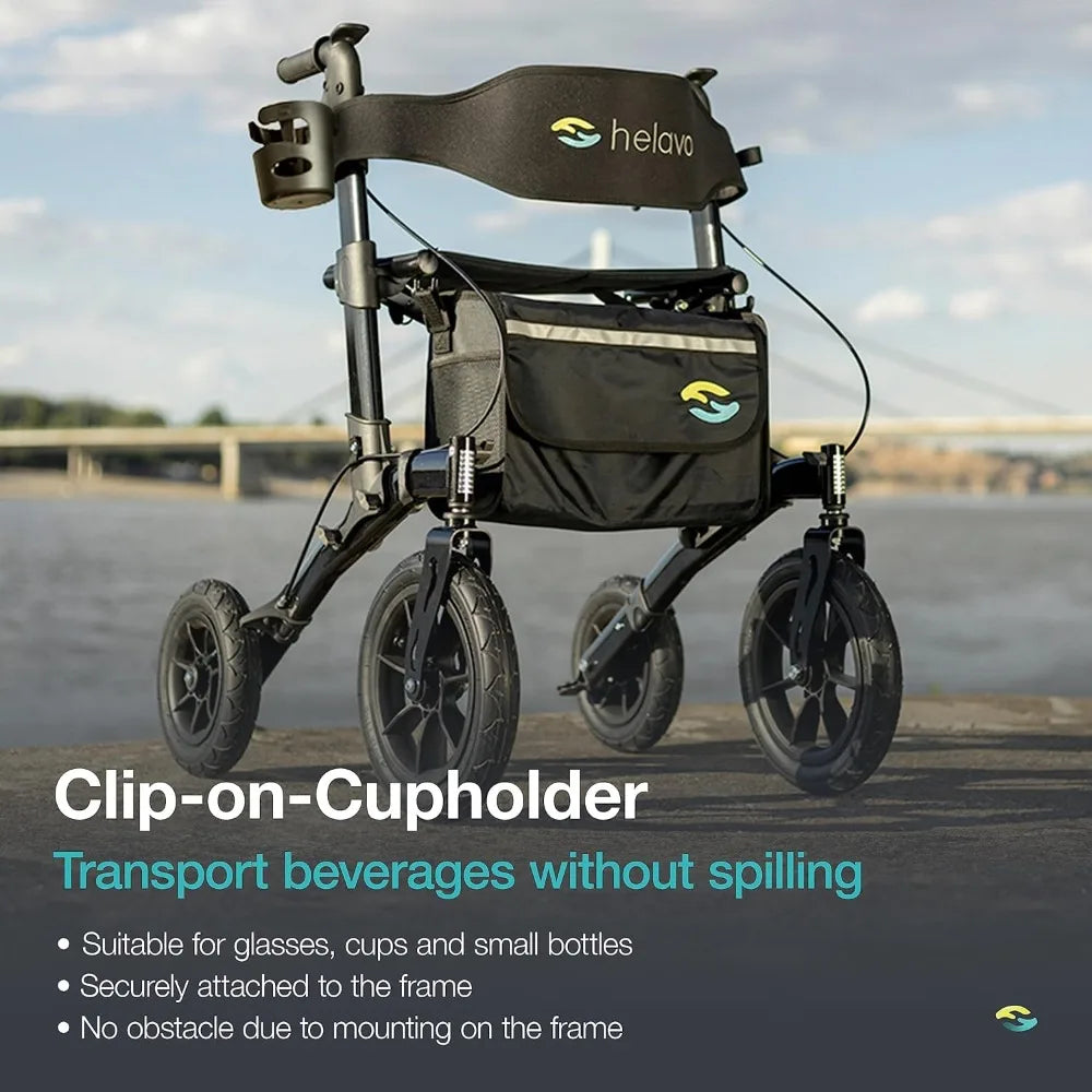 All Terrain Foldable Walker/Rollator with Seat. Pneumatic Tires.