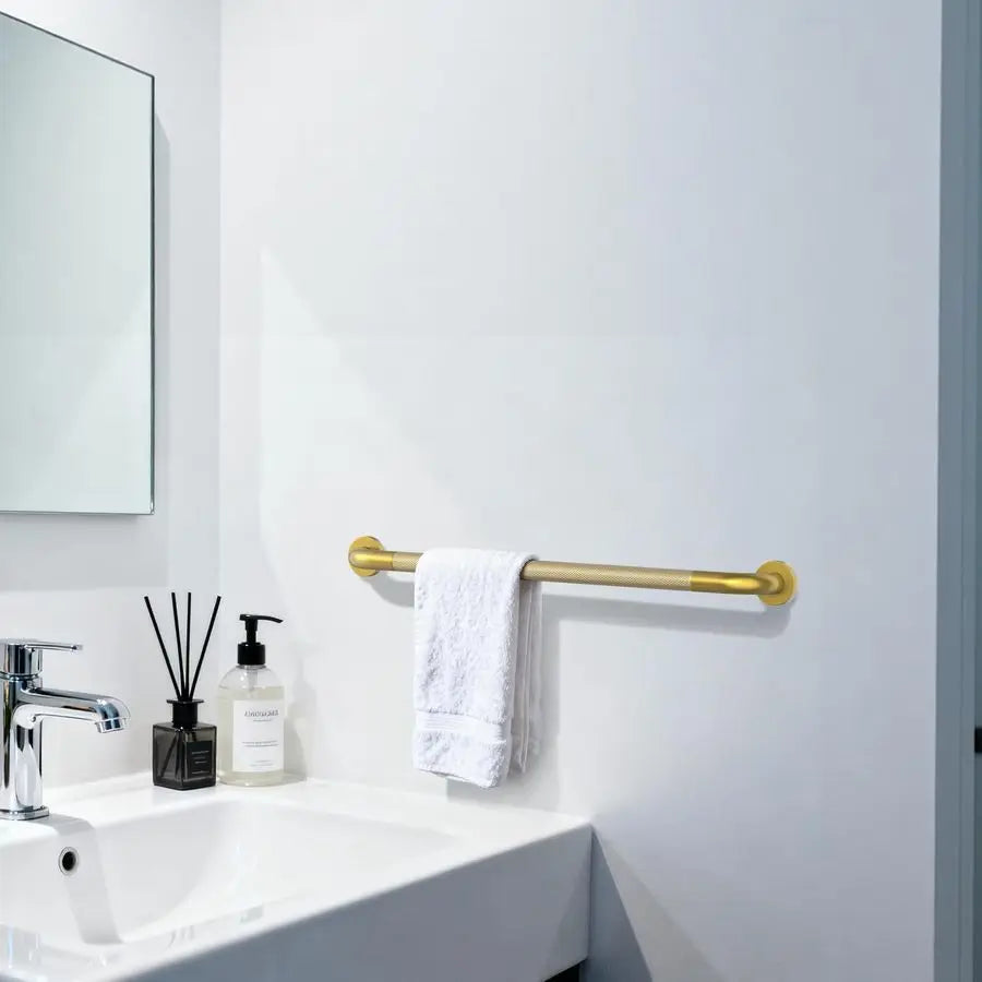 Brushed Gold Textured Bathroom Grab Bar