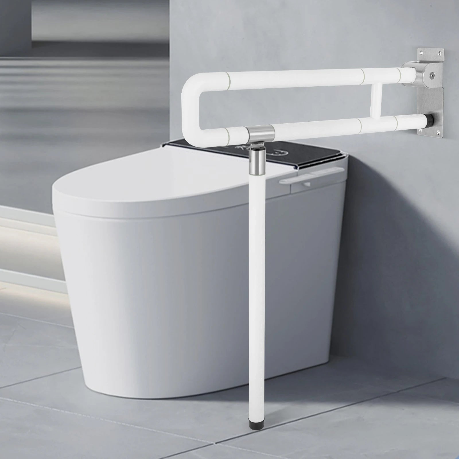 Foldable Drop down Toilet Grab Bar, Non-slip Toilet Bar