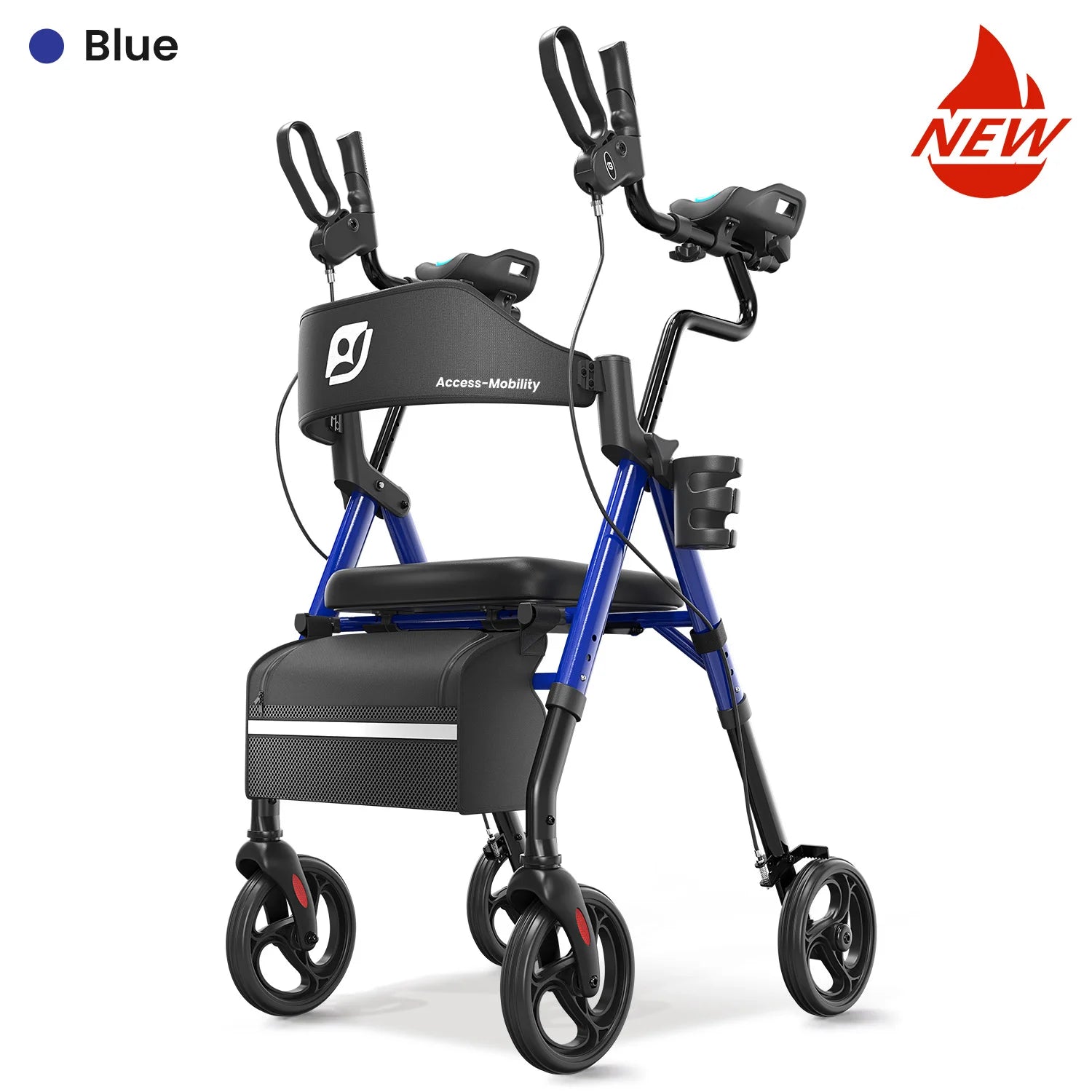 Stand Up Rollator Walker with Padded Seat and Backrest,