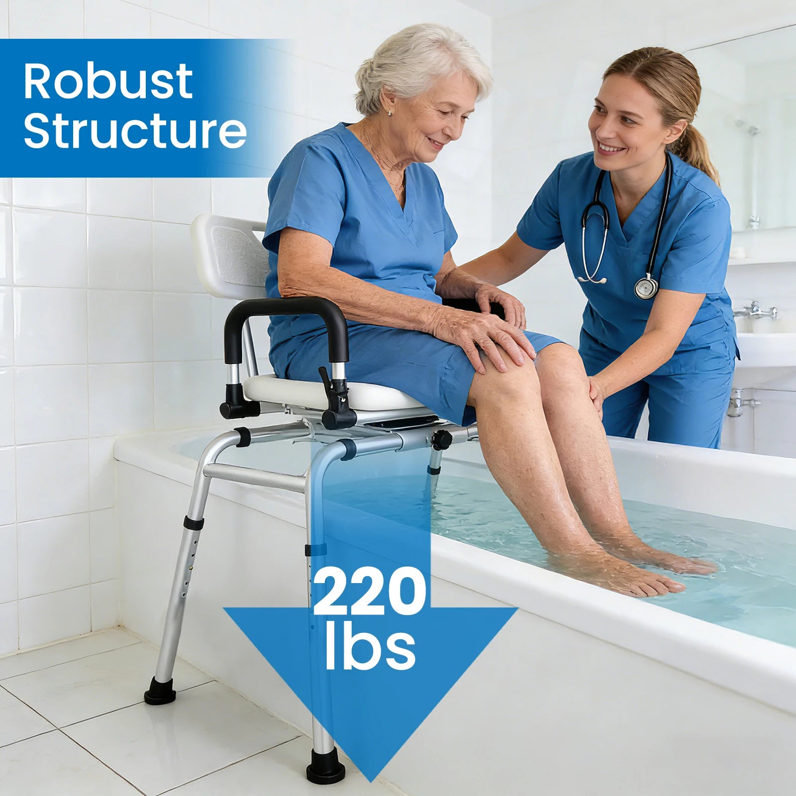 Adjustable Sliding Shower/Tub Chair with Backrest