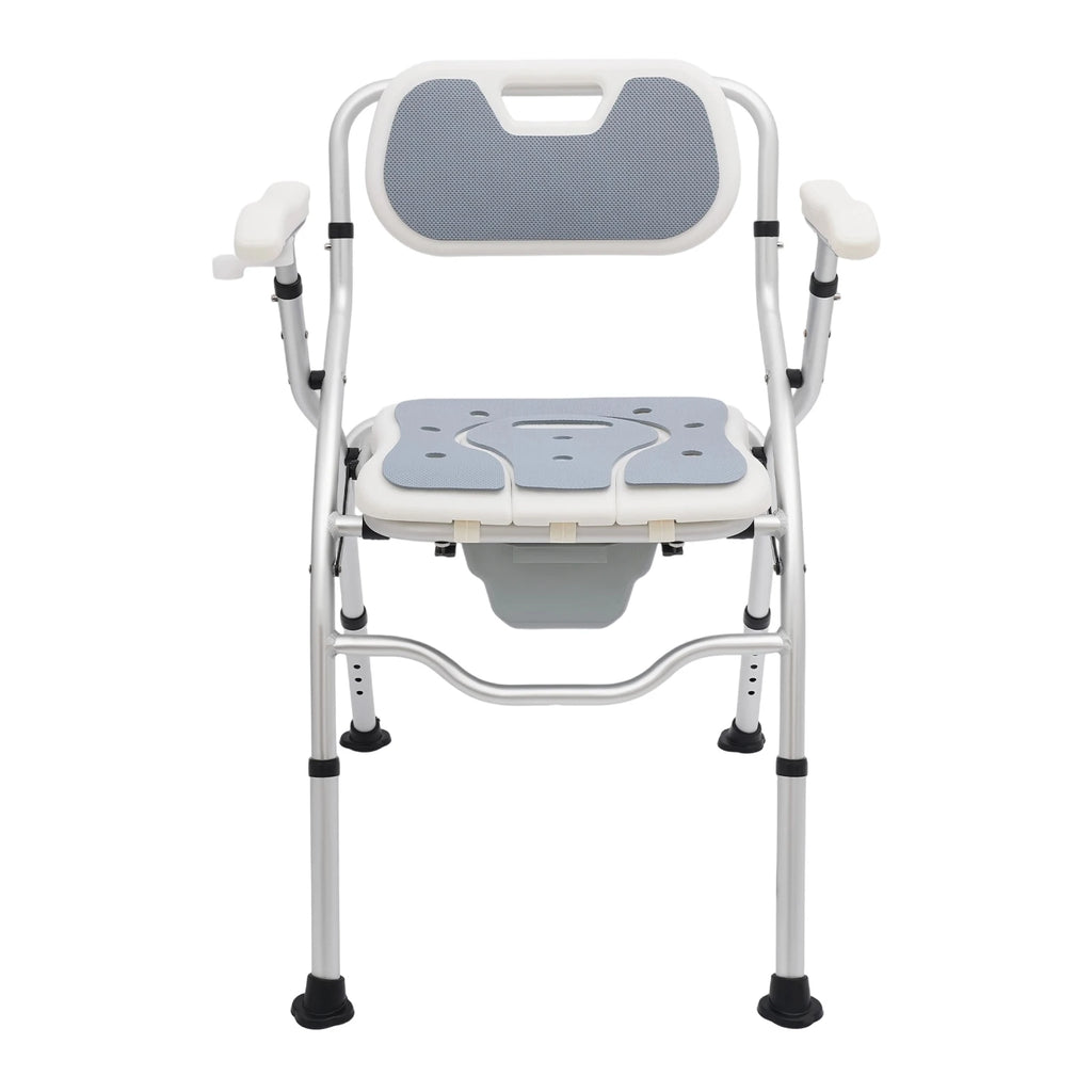 Adjustable, Toilet Chair, Foldable Shower Commode/Chair with Bucket.