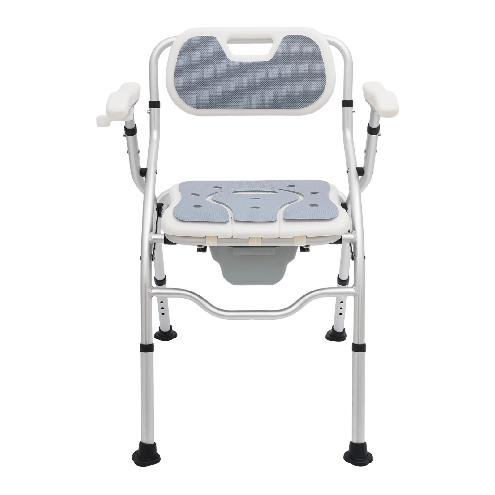 Adjustable, Toilet Chair, Foldable Shower Commode/Chair with Bucket.