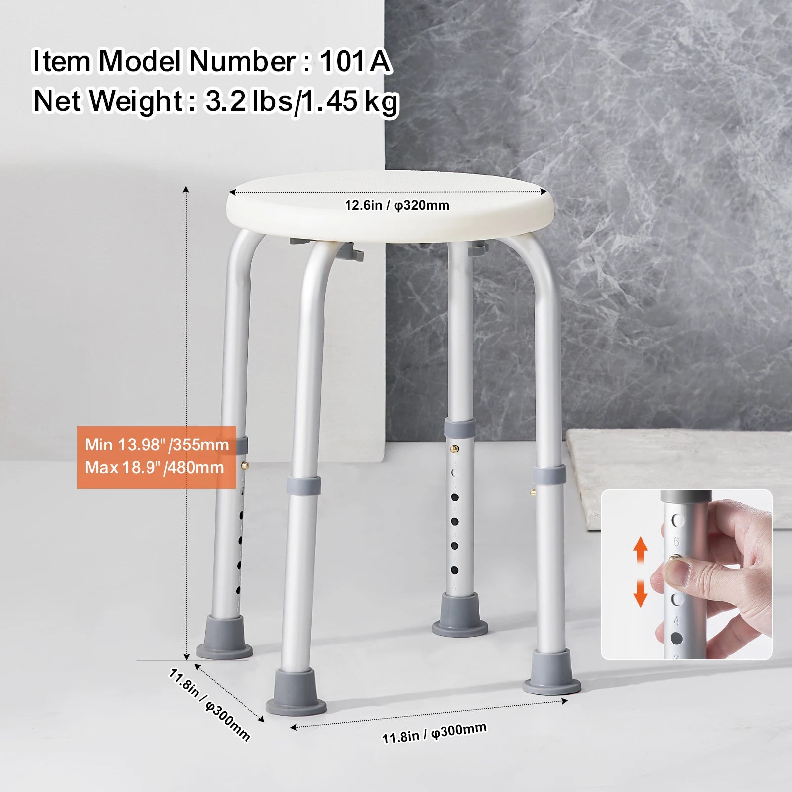Non-Slip Adjustable Inside Shower/Tub Chair