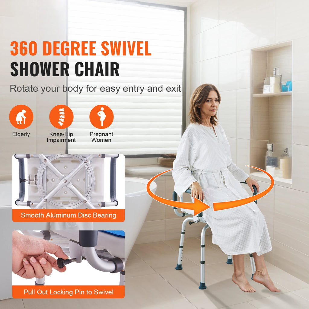 Adjustable Shower Chair with Armrest/Backrest