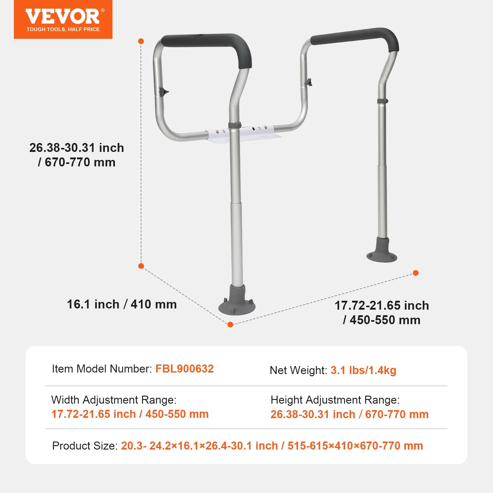 Adjustable Toilet Safety Seat Frame,