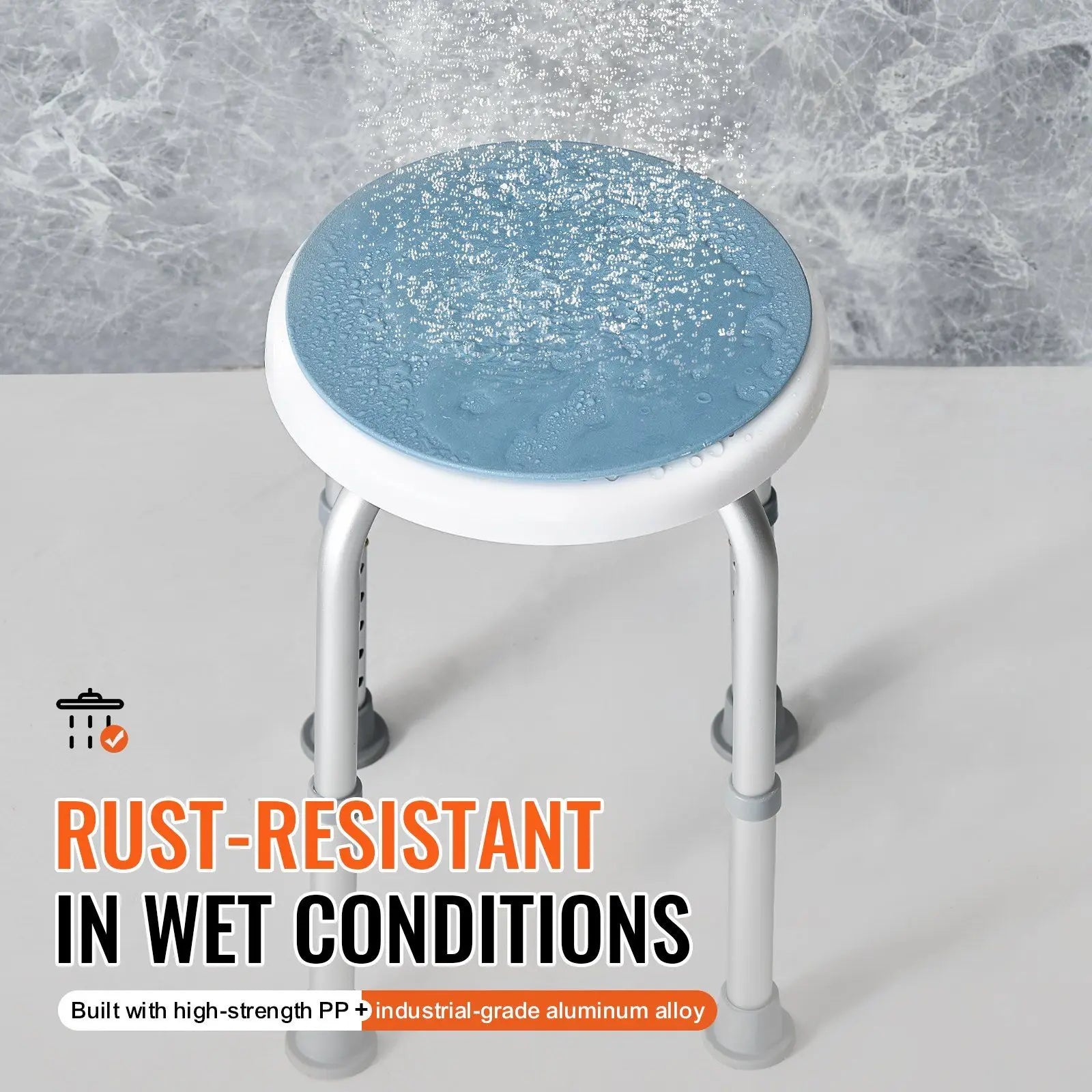 Non-Slip Adjustable Swivel Shower Chair