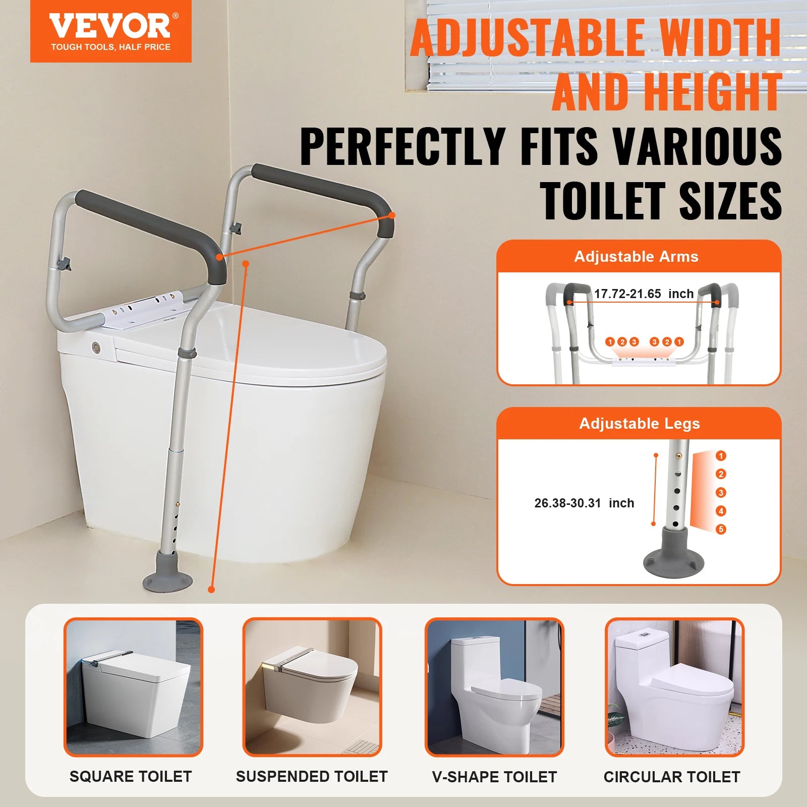 Adjustable Toilet Safety Seat Frame,