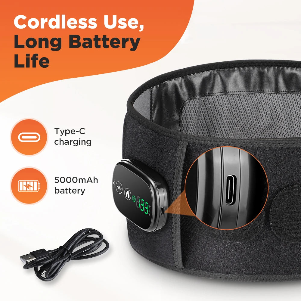 Cordless Heated Vibration Massage Belt for Lumbar Lower Back Muscle Relaxation